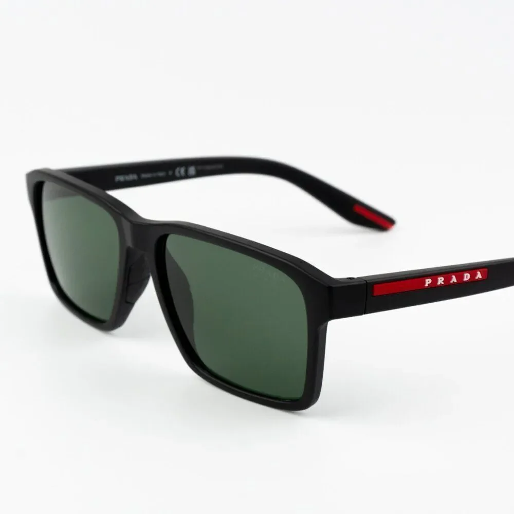 NEW Prada Linea Rossa PS05YS DG006U Black Rubber Tuning Green Rectangle Unisex